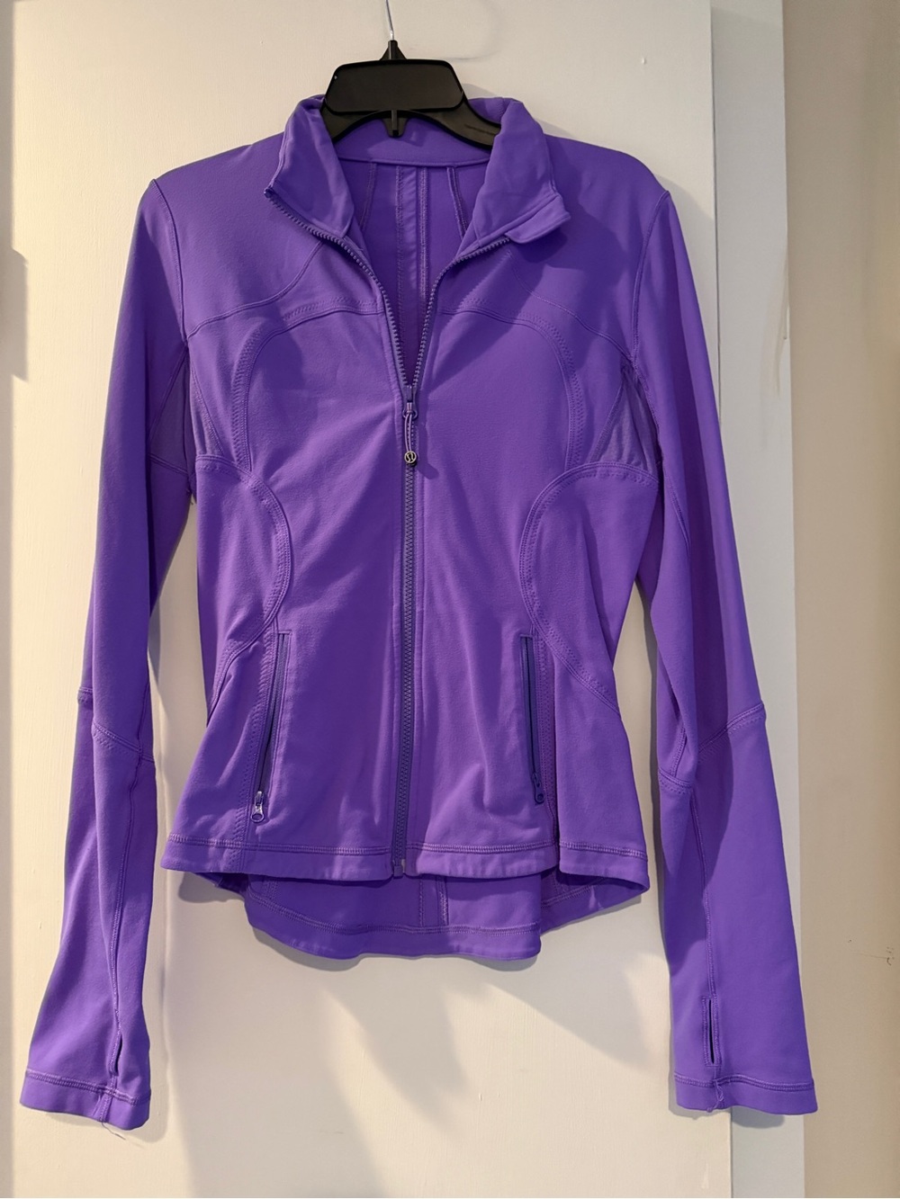 Lululemon Purple Define Zip-Up Jacket with thumbholes.